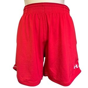 Women’s Bright Red Under Armour Medium Loose Fitting Athletic Shorts | GUC 🔥💪